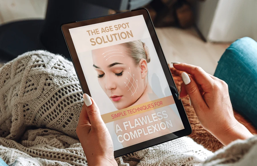 Free bonus eBook 2 — The Age Spot Solution: Simple Techniques For A Flawless Complexion, included with Luminara Rewind 3 and 6 bottle orders